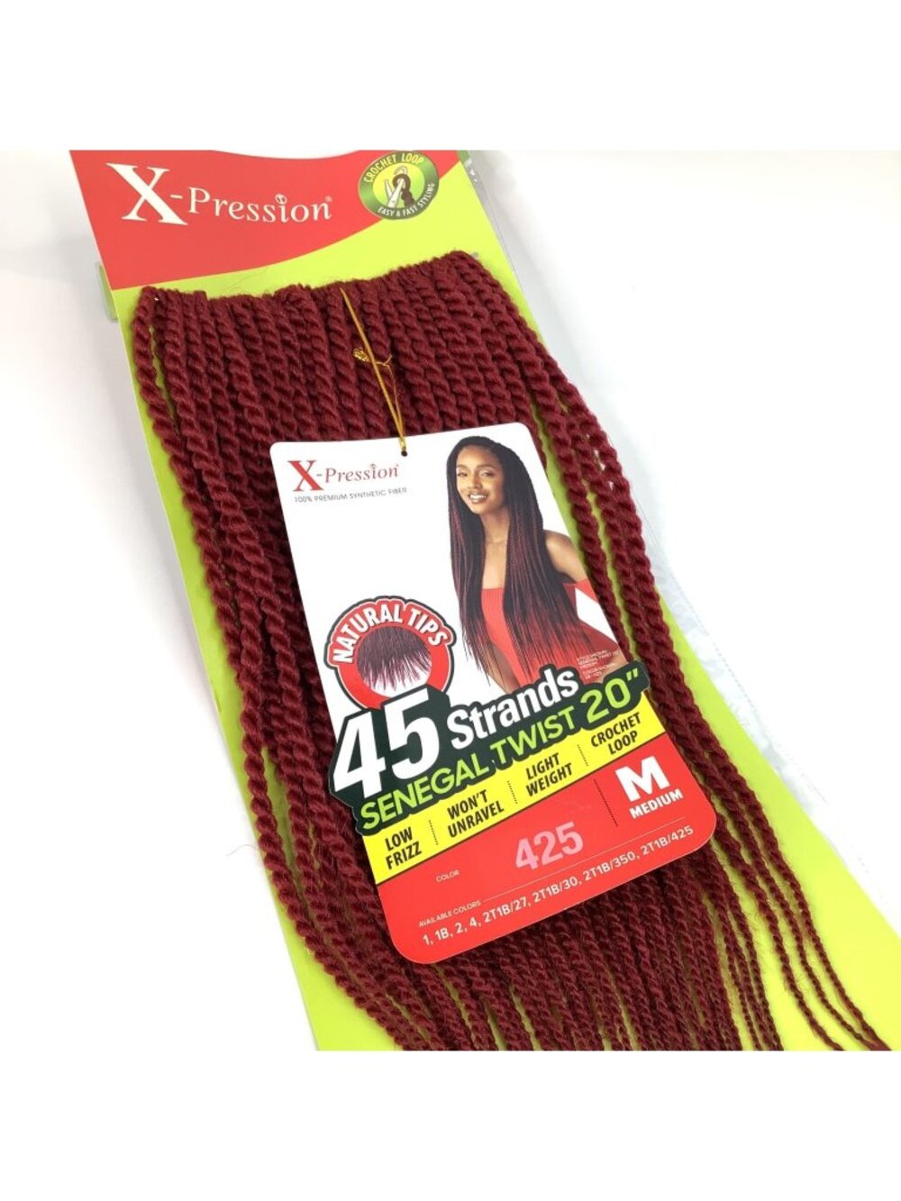 X-Pression Senegal Twist Hair Extensions 20" 45 Strands Color 425 Crochet Loop